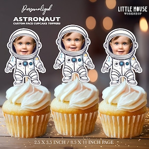 Astronaut Personalized Face Cupcake Toppers