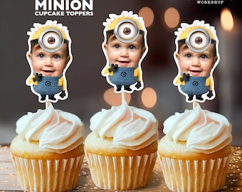 Minions Personalized Face Cupcake Toppers