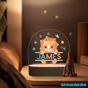 Personalized With Name Night Light, Dinosaur Night Light, Dinosaur Lamp, Personalized Dinosaur Night Light, Custom Acrylic Night Light Baby