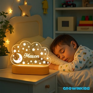 Personalized Moon and Star Night Light: Custom Nursery Decor