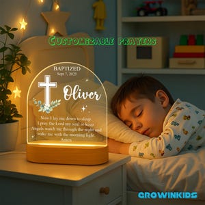 Personalized Baptism Night Light, Prayer Cross, Christening Gift