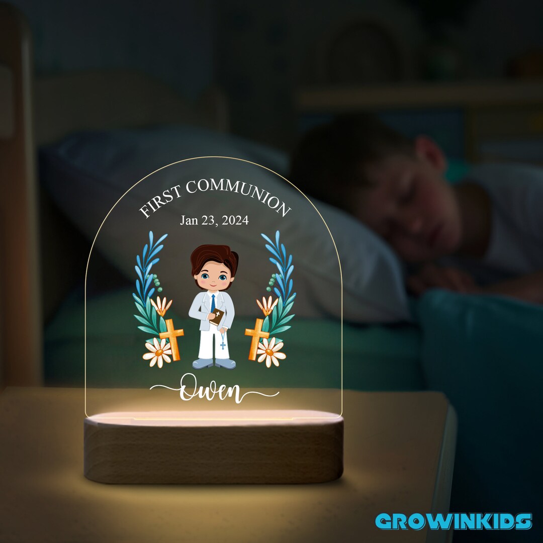 Personalized First Communion Night Light: Catholic Baptism Gift - Etsy
