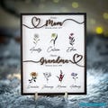 Nana Gift Personalized Flower Birth Month Garden Wooden Sign Frame, Mother Day Gift, First Mom Now Grandma Gift, Mom Gift, Mom Birthday Gift