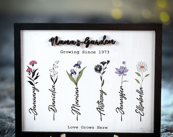 Grandma's Garden Birth Flower, Personalized Gift for Grandma, Mother's Day Gift for Grandma, Mother's Day Gift, Custom Print Christmas Gift