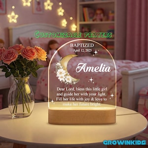 Personalized Baptism Night Light, Custom Nursery Decor
