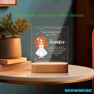 Personalized First Communion Gift for Baby Girl Night Light | Custom Name Night Light | Baptism Keepsake Lamp | Bedside Christmas Kid Gift