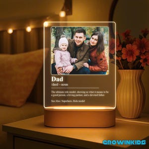 Dad/Father/Daddy Definition Personalized LED Lamp – Custom Night Light with Photo – Father’s Day Gift from Kids or Wife - Gifts for New Dad