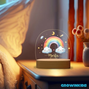 Rainbow - Cloud Night Light for Baby Girl, Birthday Gift for Kids, Night Light Children with Custom Name and Date, Baptism Favors Girl