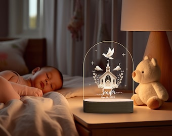 Bedside Lamp, Christening Gift, Personalized Baby Night Light, Child of God, Catholic Night Light, Baptism Cross Night Light, Easter Gift