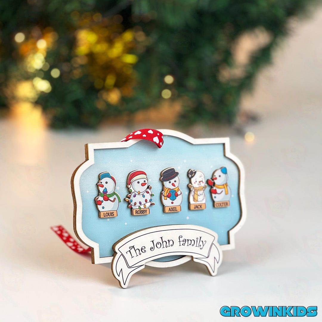 Personalized Snowman Family Christmas Ornament: Wood Tree Decor, 2024 ...