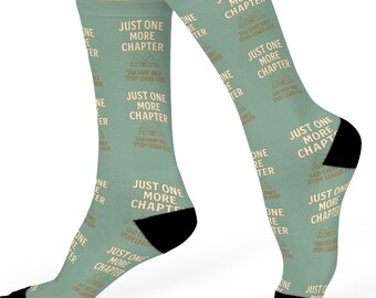 Just One More Chapter Socks Cushioned Crew Socks | Book Lover Reading Quote