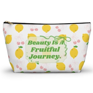 Lemon-Themed Accessory Pouch, Bible Pen Case, Travel Organizer, Gift for Women, Summer Vibes, Beauty Essentials, Eco-Friendly Pouch.