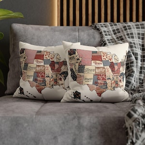 Patriotic USA Patchwork Map Pillowcase