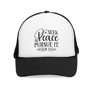 Seek Peace and Pursue It Mesh Cap, Seek Peace Mesh Cap, Pursue It Cap, Inspirational Peace Mesh Cap, Psalm 34:14 Mesh Cap, Faith Mesh Cap