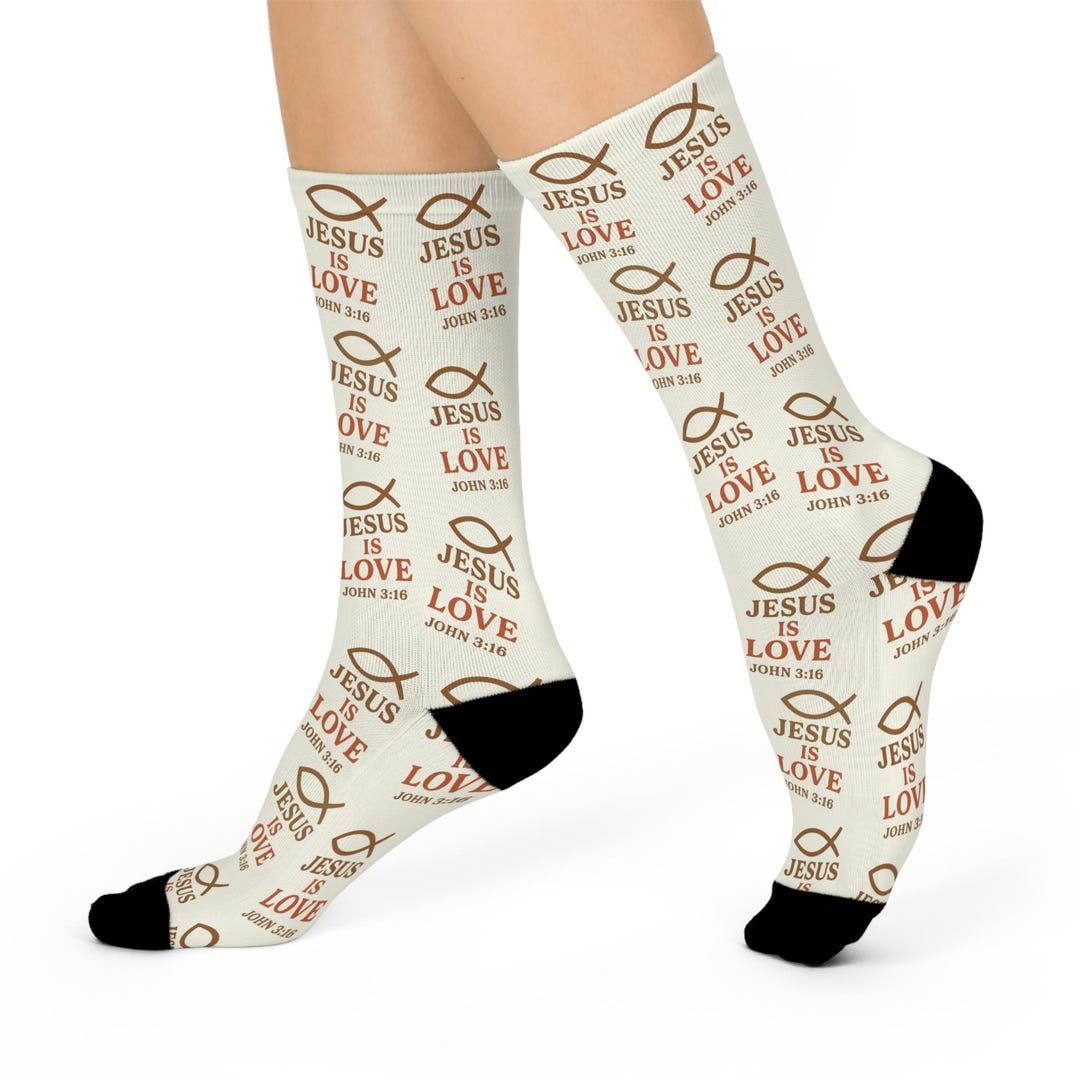Scripture Socks Jesus is Love Socks: Christian Bible Verse Crew Socks - Etsy