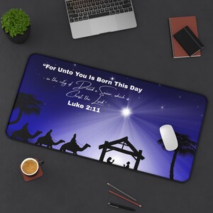Nativity Desk Mat - Inspirational Quote Mouse Pad, Bible Verse decor,  Office Gift, Religious Desk Accessories, Christian Gift, Gift For Her
