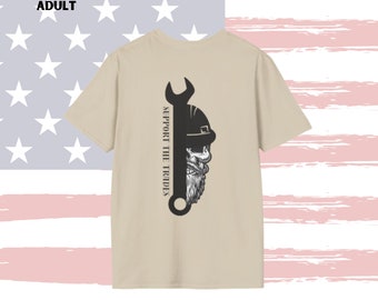 Support the Trades Adult T-Shirt, Blue Collar T-Shirt,Blue Collar Family, Blue Collar Men, blue Collar Wife