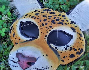 Ręcznie robiona maska jaguara Therian | Maska fursuit | Kostium cosplay