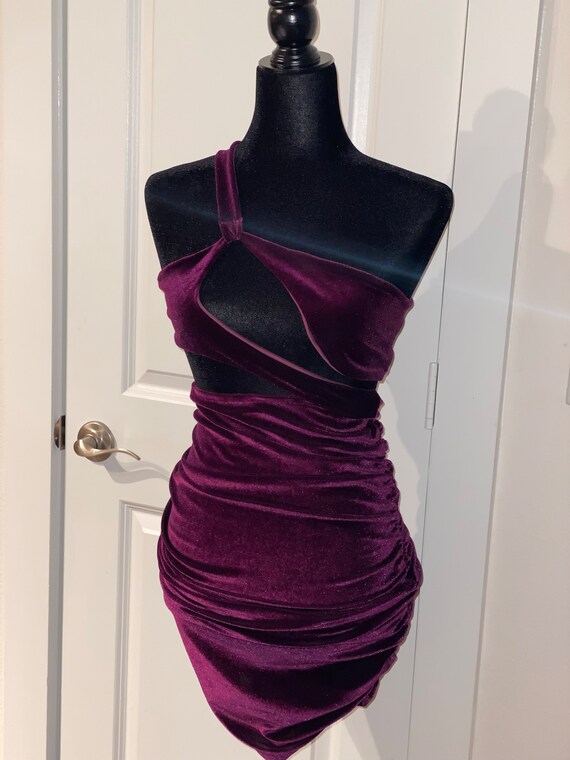 velvet ruched mini dress Velvet Body Contour Mock Neck Ruched Mini Dress