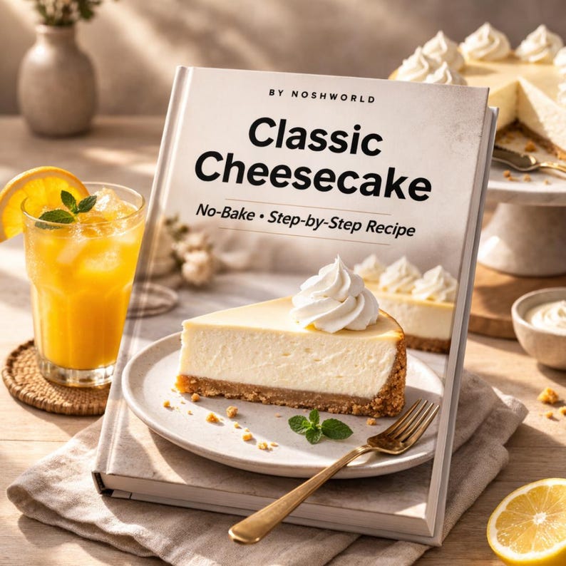 No Bake Classic Cheesecake Recipe | Easy Homemade Dessert | Instant Digital PDF Download image 4