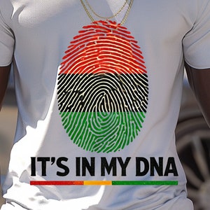 It&#39;s in my DNA African Flag Fingerprint PNG Sublimation design download for shirts, Mugs, Print-on-demand PNG, Digital download