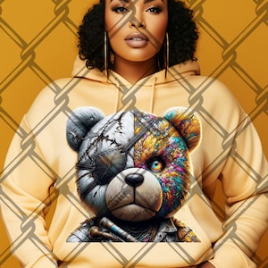 Graffiti Hip Hop Teddy Bear, Cartoon Teddy Bear, Cash, sublimation, digital download, t-shirts png