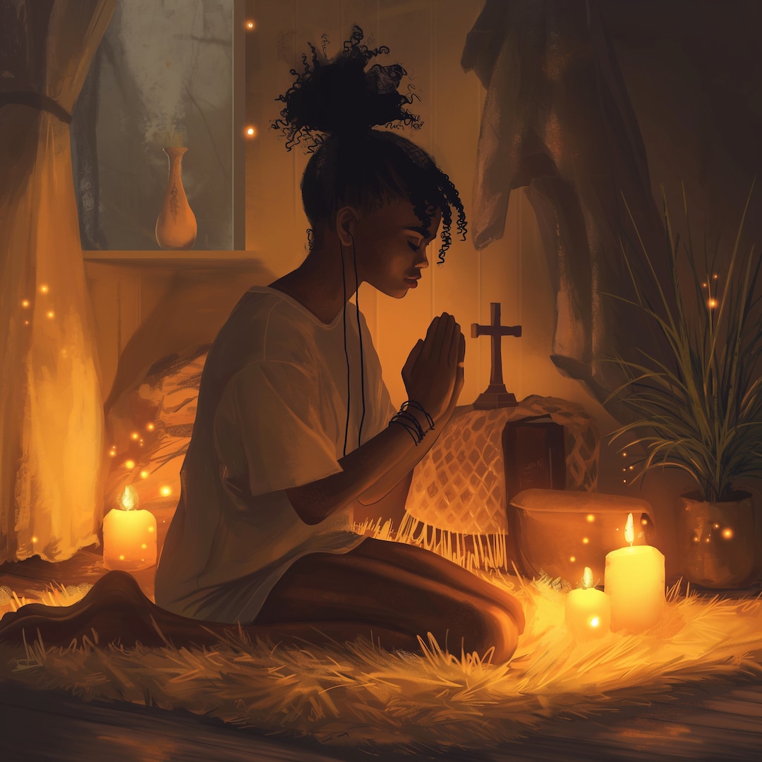 Wall Art Digitial Download, Praying Woman Serenity and Strength Faith ...