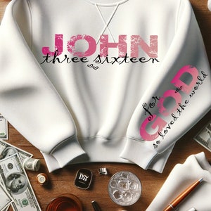 JOHN 3:16 Valentine&#39;s Day, Digital Download Png, Sleeve Design, Christian Png, Boho Sleeve Minimalist Design, Positivity Png, Best Seller