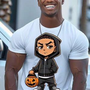 Boondocks style cartoon, Rapper,Ski mask, Hip hop, Gangster, PNG,,Urban,Street, Sublimation PNG, Clothing Brand, Clothing Design Halloween