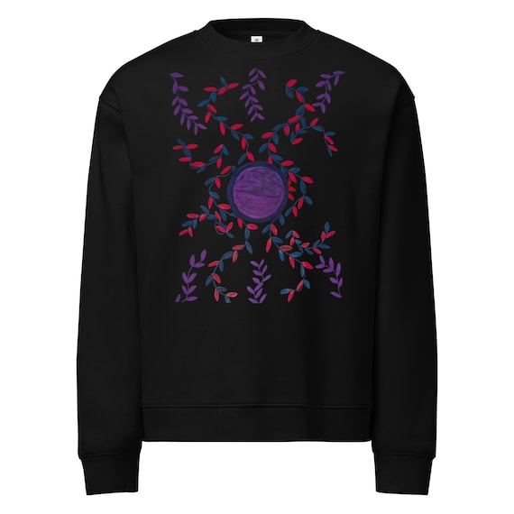 Celestial Moon & Botanical Sweatshirt | AS Colour 5160 Relax Crew | Premium Heavyweight Oversized Pullover | Hand-Drawn Nature Art Unisex
