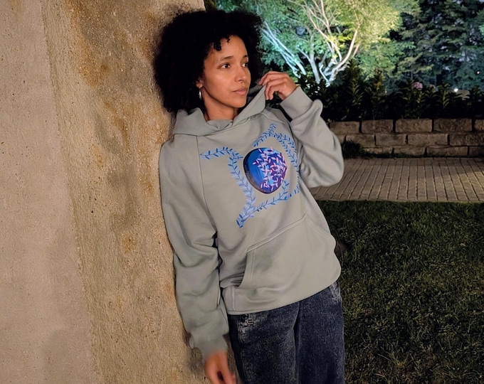 Moon Botanical Hoodie | Heavyweight Nature Art Sweatshirt | Cottagecore Floral Design