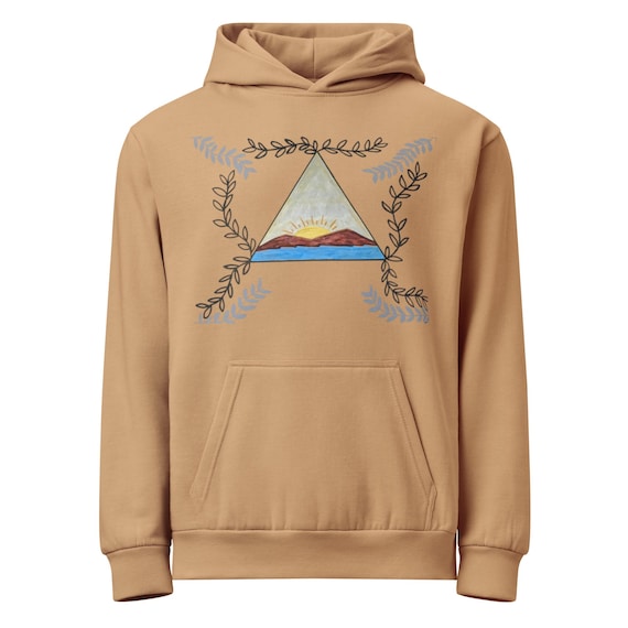 Sun Mountain Water Symbolic Hoodie | Lane Seven LS16001GD Abstract Art | Hand-Drawn Landscape Print