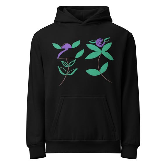 Violet Bloom Botanical Art Hoodie | Lane Seven Garment Dyed Print | Hand-Drawn Floral Streetwear