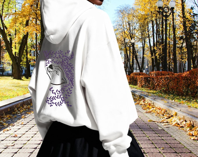 Cat Botanical Hoodie – Minimalist