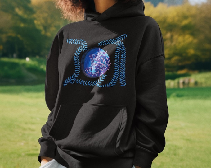 Moon Botanical Hoodie | Heavyweight Hoodie Women | Artistic Nature Hoodie | Cottagecore Sweatshirt | Aesthetic Floral Hoodie | Yaestharte