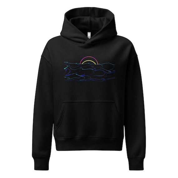 Neon Horizon Abstract Hoodie | AS Colour 4161 Women's Relaxed Fit | Hand-Drawn Retro Wave Aesthetic Streetwear
