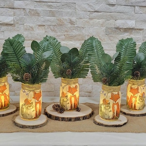 Woodland Fox Lighted Centerpiece: Baby Shower Decor