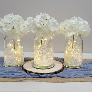 Set of 3 Bridal Shower Centerpiece, Lighted floral Table Decor, Wedding centerpiece, Party Decor, Anniversary, Baby shower, Graduation Decor