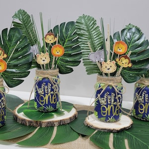 Safari-middelpunt, verlichte tafeldecor, Wild One kinderfeest, babyshower decor, jungle kinderfeestdecor