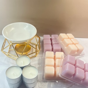 Pick 4 Wax Melts and Gold Wax Warmer Gift Box, Wax Melt Starter Kit, Home Fragrance Essentials