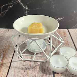 White Wax Warmer| Includes 3 Tealight Candles & Wax Sample