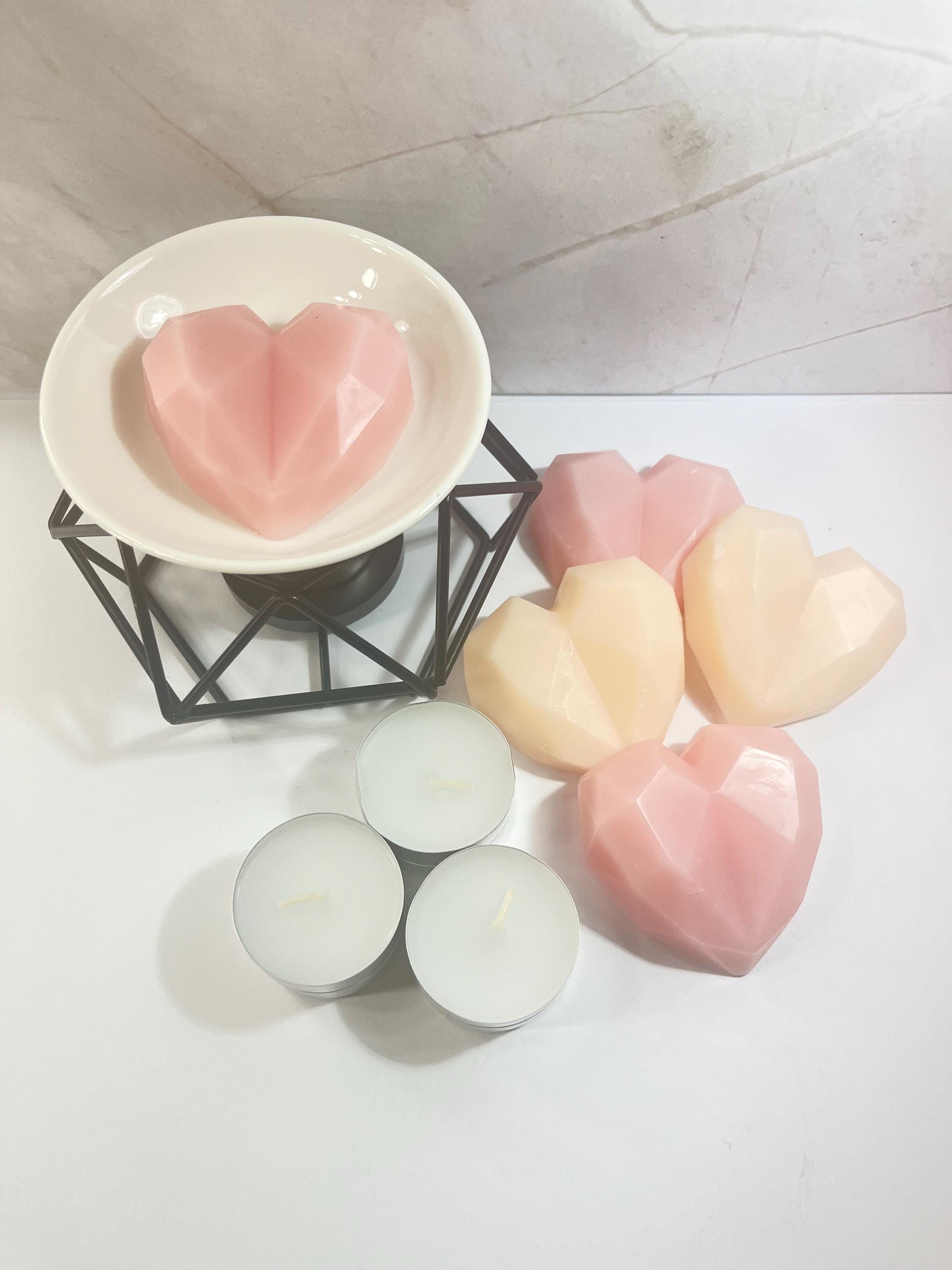 4 Heart Shaped Wax Melts and Black Wax Warmer Gift Box, Wax Melt Starter Kit, Home Fragrance Essentials