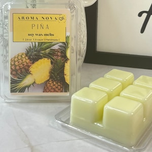PIÑA| Pineapple Soy Wax Melt Strong Scented Long Lasting Melt, Non-toxic Wax Tarts, Home Fragrance Essentials