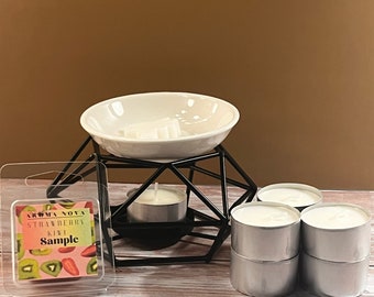 Wax Warmer| Black| Includes 6 Tealight Candles & Wax Sample
