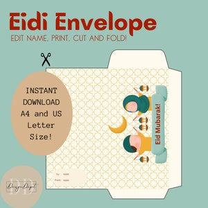 Eid Mubarak Umschlag für Kinder - Digital Download - komplett anpassbar
