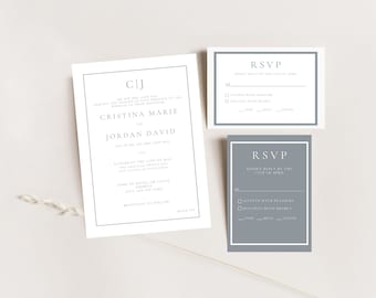 Minimalist Wedding Invitation Template - Modern and Clean - Digital Download - Printable