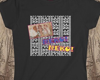 Camiseta Vaporwave inspirada en Barber Beats para mujer de Neko Neko Crazy Cats