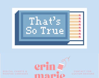 Patrón de bordado digital en PDF para caja de cerillas "That's So True Matches"