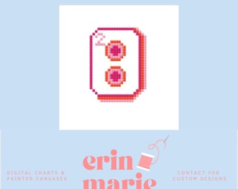 Mahjong Tile | Beginner Mini Hand Painted Needlepoint Canvas 13 Mesh