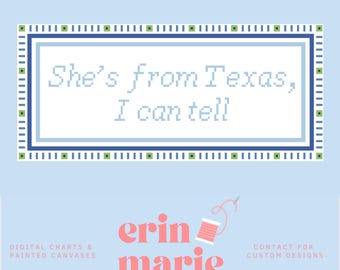 Ela é do Texas, dá para perceber | Gráfico de bordado digital 11x5 13CT em PDF